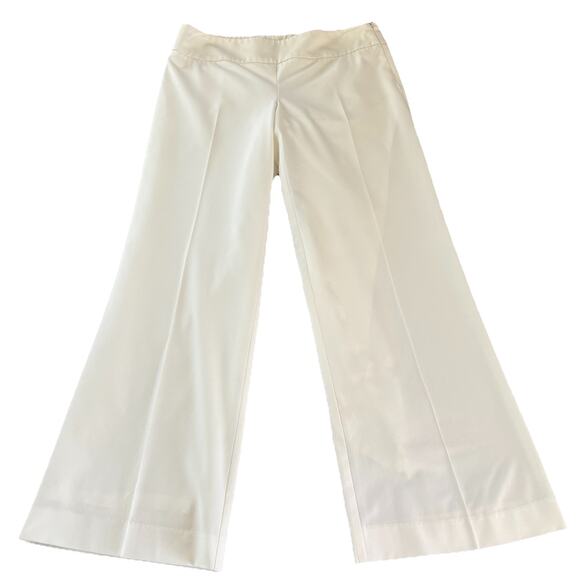 Trina Turk Women’s Size 8 Winter White Wide Leg Dress Pants Trousers Inseam 29” - Picture 1 of 12